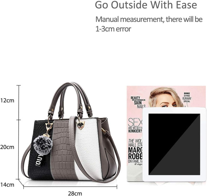 NICOLE & DORIS 2024 Neue Frauen Tasche Damen Leder Handtasche Mode Umhängetasche Mit Pompon abnehmba