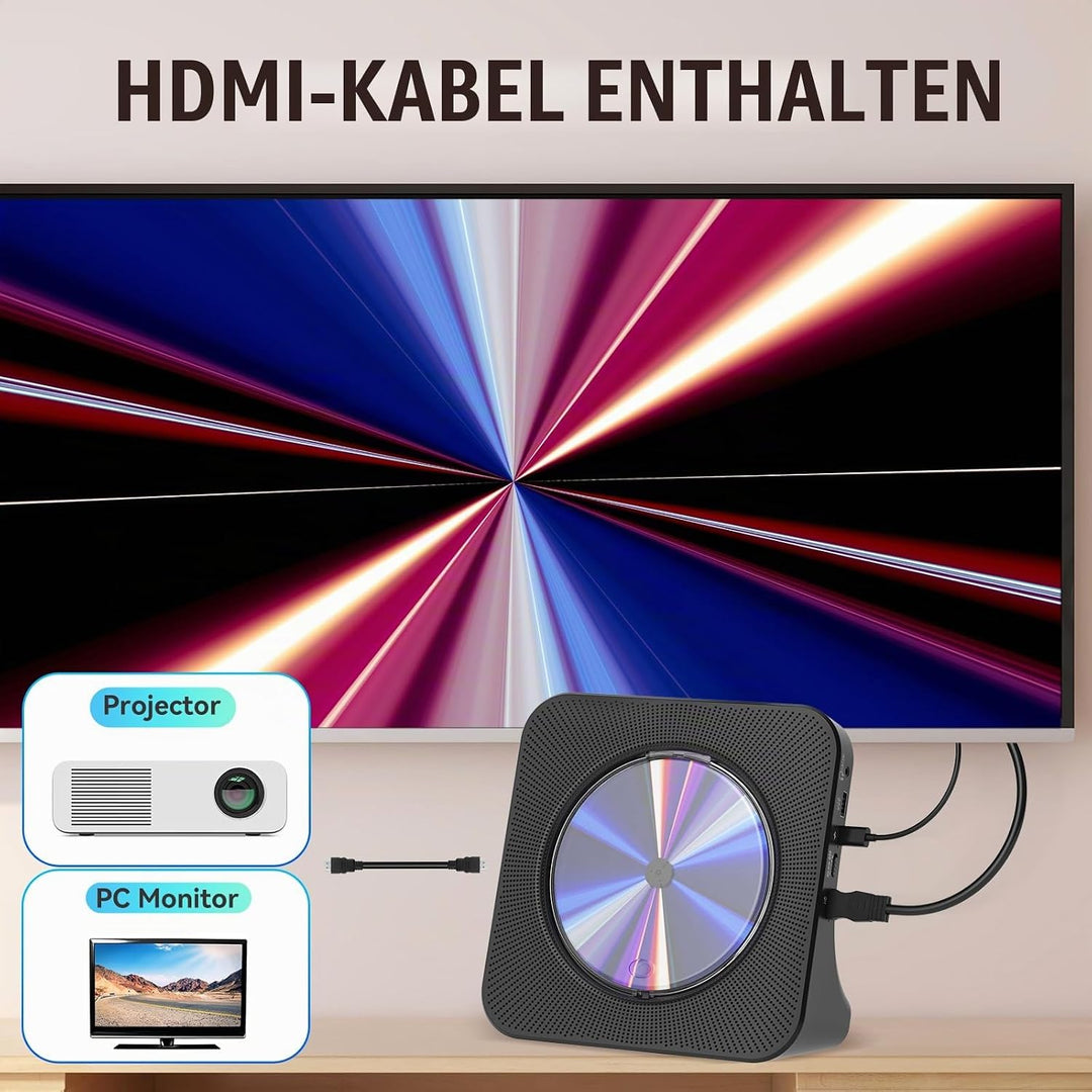 Gueray DVD Player für TV All Region Free Desktop DVD/CD Player für Zuhause mit Bluetooth Lautspreche