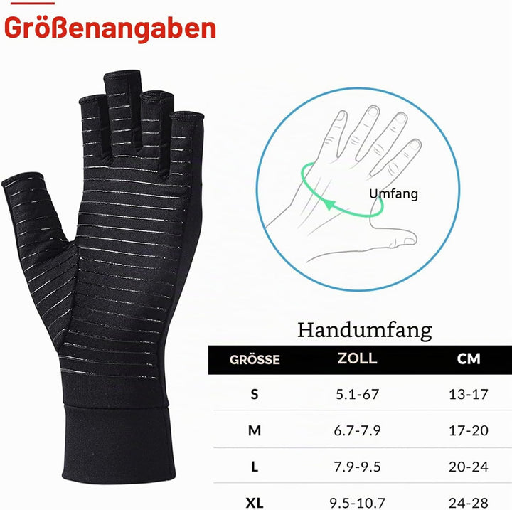 Kupfer Kompressionshandschuhe Fingerlos Rutschfest Damen Herren,L L 2 Paar, L 2 Paar