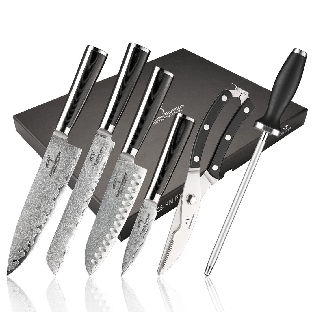 NANFANG BROTHERS Damaszener Messerset mit Premium Box,Japanisches Messerset,Kochmessersets Professio