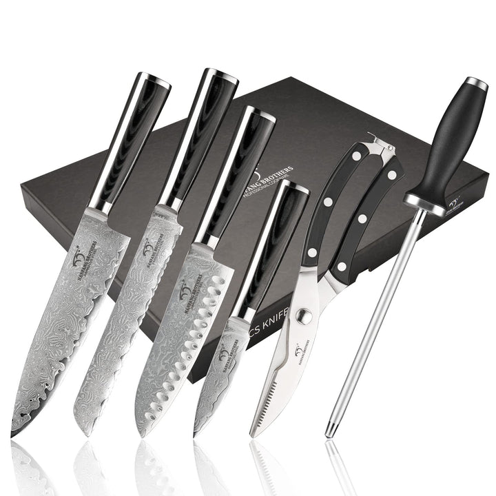 NANFANG BROTHERS Damaszener Messerset mit Premium Box,Japanisches Messerset,Kochmessersets Professio