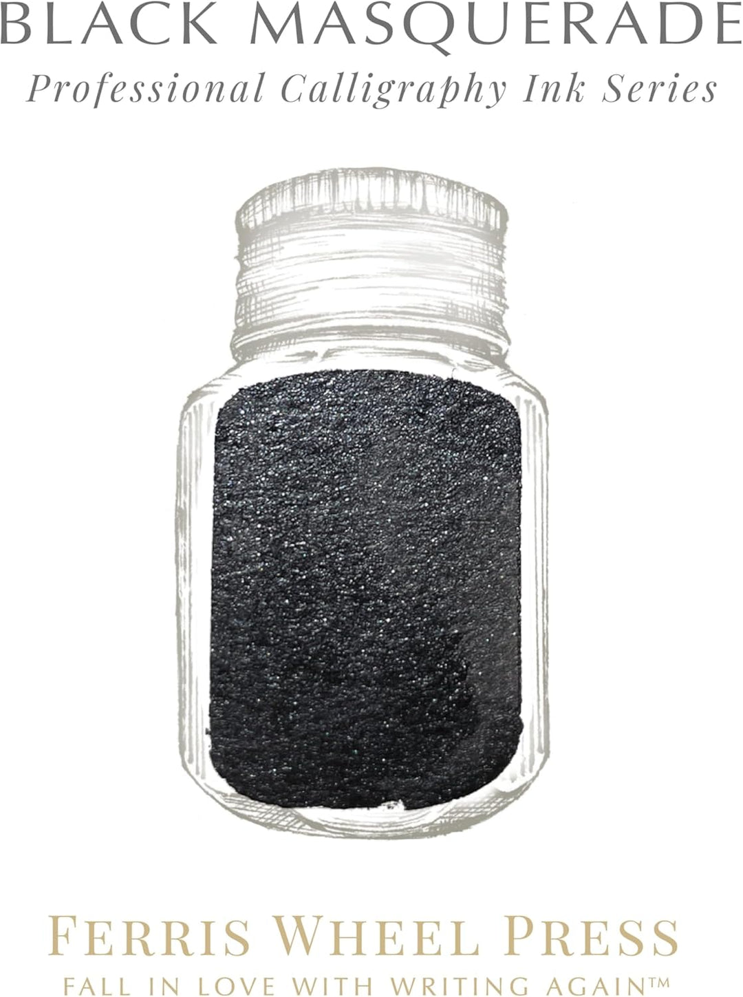 Ferris Wheel Press Calligraphy Ink | Black Masquerade with Silver Shimmer | 28ml Black 28 ml, Black