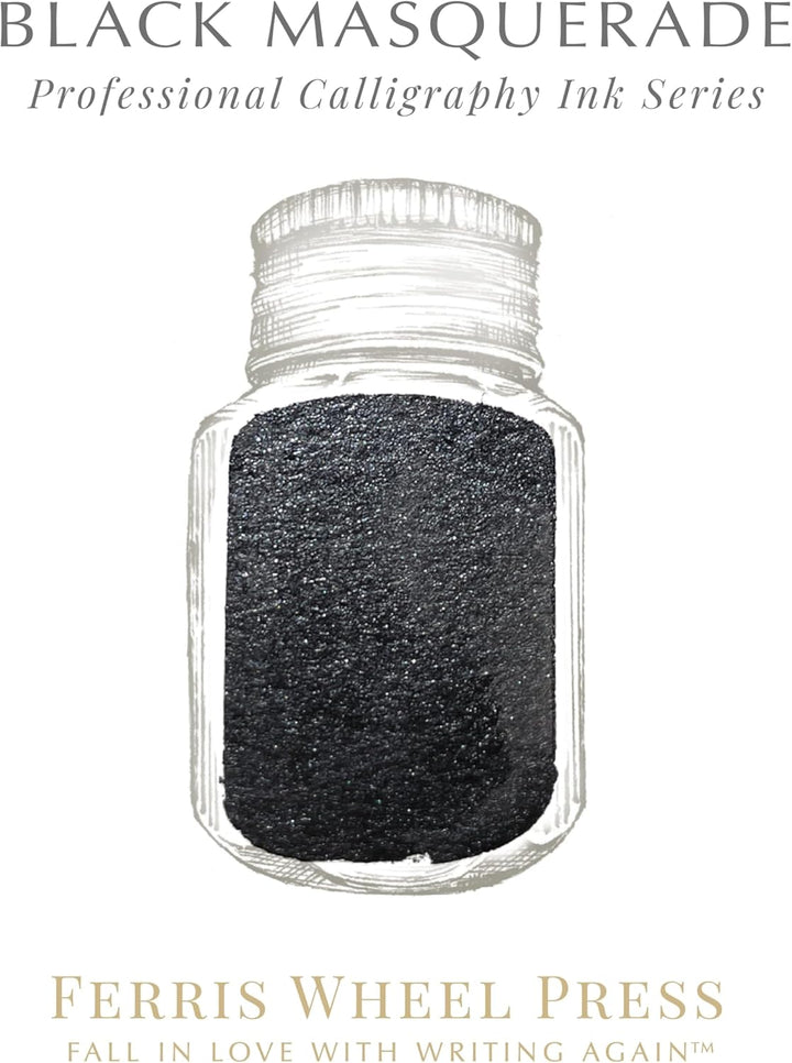 Ferris Wheel Press Calligraphy Ink | Black Masquerade with Silver Shimmer | 28ml Black 28 ml, Black