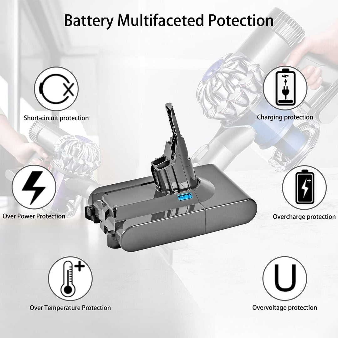 4500-mAh-Ersatzakku für Dyson V8-Serie, 21,6-V-Hochleistungs-Lithium-Ionen-Akku, kompatibel mit SV10