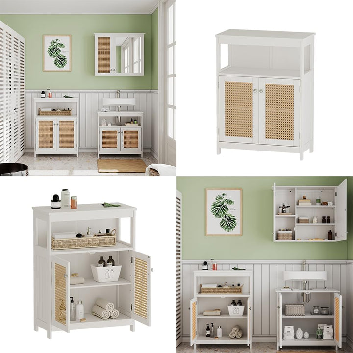 Vicco Midischrank Rosario, Weiss, 60 x 80 cm mit Türen und offenem Fach Sideboard, Sideboard