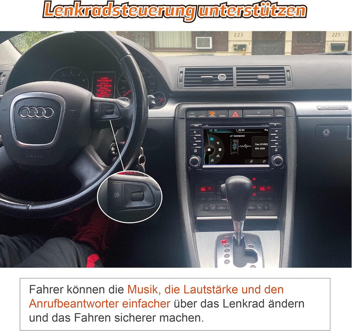 Amaseaudio Wince Autoradio, 2 Din, Kompatibel mit Audi A4 S4 RS4 2002-2007, 7" Touchscreen, Eingebau