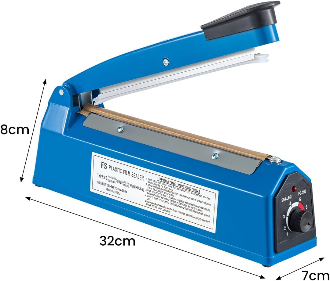 Heisssiegelgerät 200mm Beutelverschliesser Folienschweissgerät Impuls Schweissgerät Verschweisser Zu