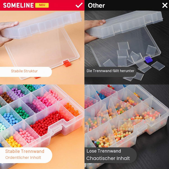 SOMELINE® Sortimentskasten mit 36 Fächern | Stabile Sortierbox für Schrauben, Kleinteile, Klein- und