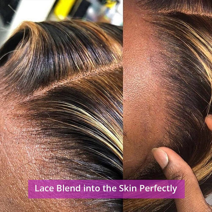 Highlight Lace Front Wig Human Hair Transparent 13X4 Lace Frontal Wigs Body Wave Colored Ombre P4/27