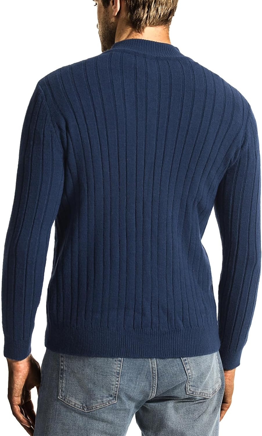 Superora Herren Stehkragen Pullover Basic Feinstrick Pullover mit 1/4 Reissverschluss Slim Fit Pulli