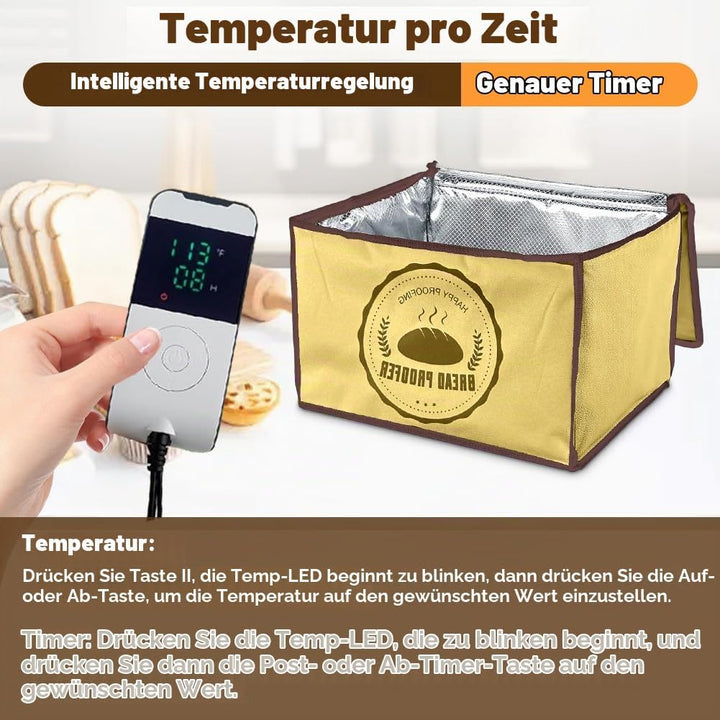Gärbox Sauerteig, Teigbox Pizza mit Deckel - Faltbare Brot Gärbox 30L, Temperatur &amp; Timer, Pizzateig