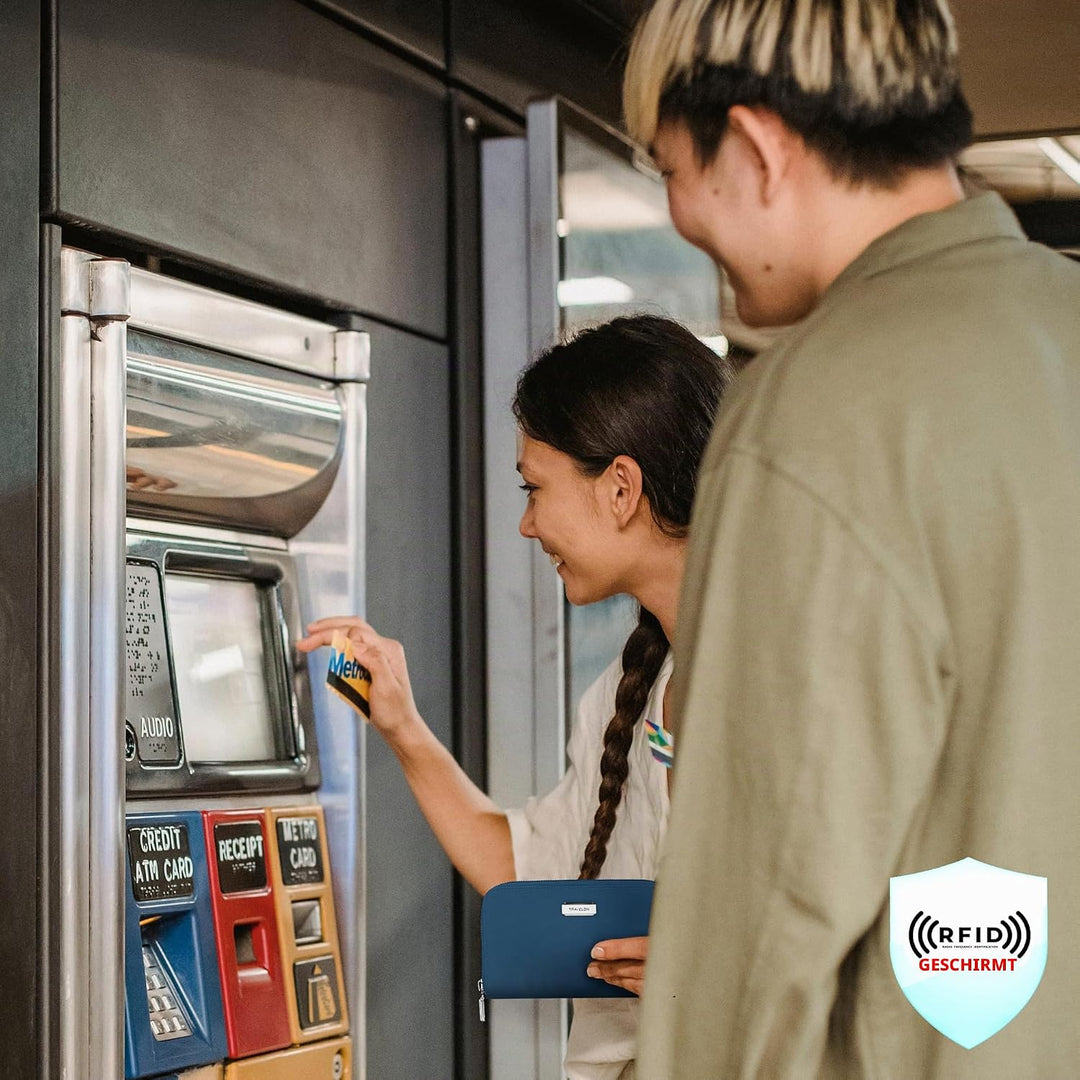 Travelon RFID-blockierende Geldbörse mit einem Reissverschluss, Geldbörse mit RFID-blockierendem Rei