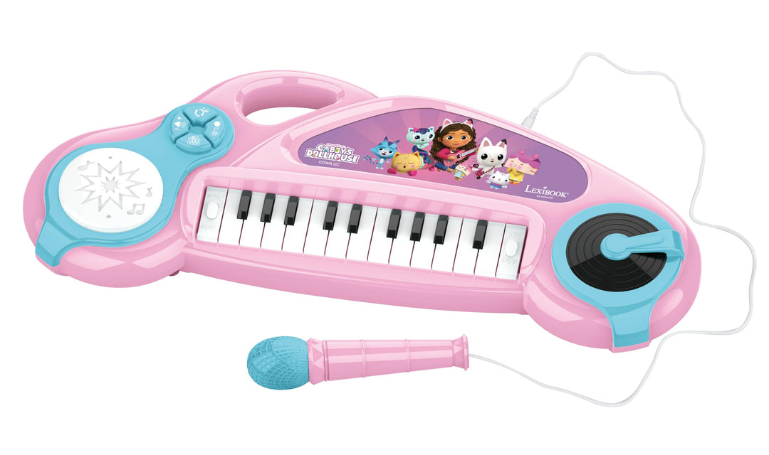 Lexibook, Gabby's Dollhouse, Elektronisches Klavier für Kinder mit Lichteffekten, Mikrofon, Schlagze