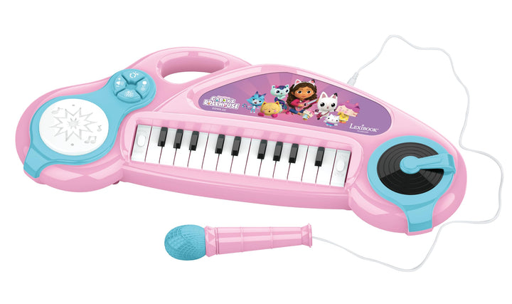 Lexibook, Gabby's Dollhouse, Elektronisches Klavier für Kinder mit Lichteffekten, Mikrofon, Schlagze