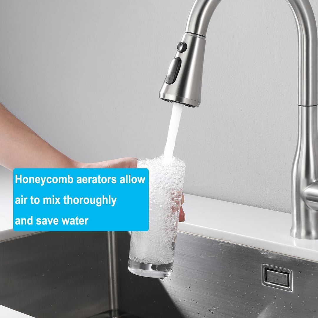 ONECE Küchenarmatur Ausziehbar, Wasserhahn Küche mit 3 Funktionen Brause, 360° Drehbare Spültischarm