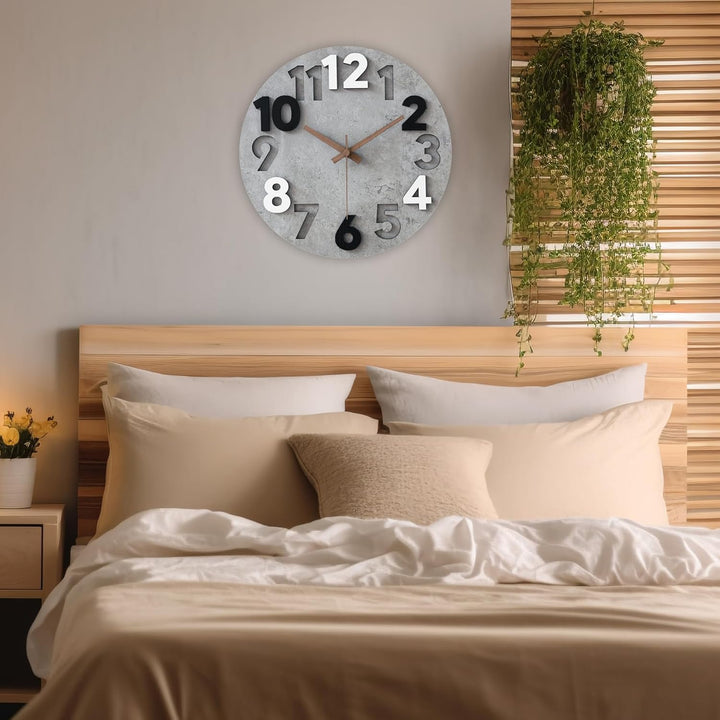 Stellarize Wanduhr Gross Ohne Tickgeräusche Modern Holz 3D Küchenuhr für Wohnzimmer Kinderzimmer Bür