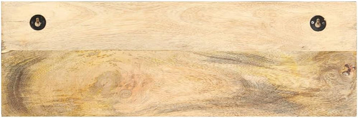 Hothingwell Garderobenständer, Mangoholz, unbehandelt, massiv, 5 Haken | Mit Regal, 60x15x20cm, für