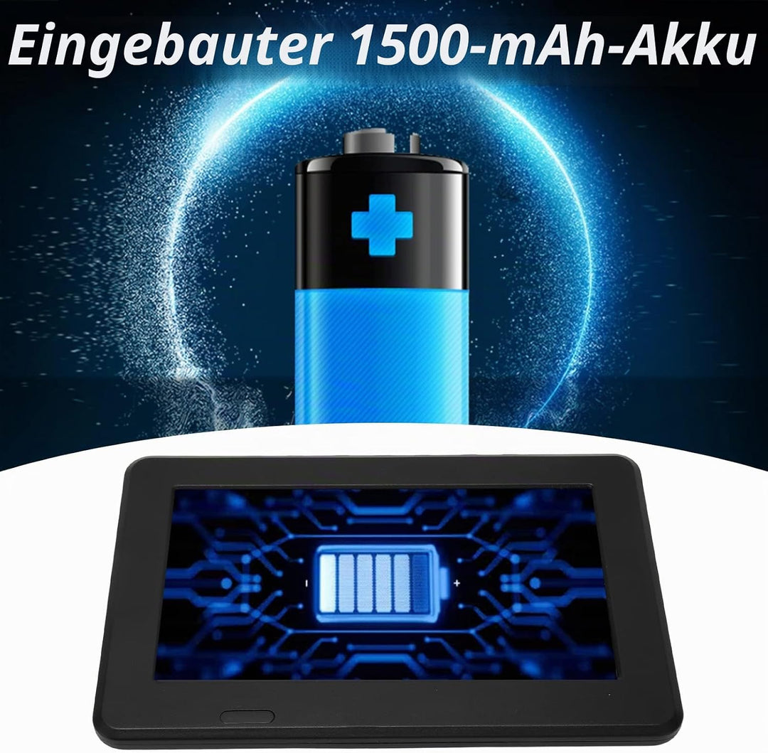 Tragbarer 7 Zoll Digitalfernseher, Auto Breitbild LED Fernseher mit 1500 mAh Lithiumbatterie, Unters