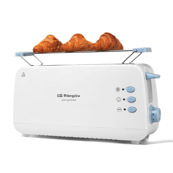 Orbegozo TO 4012 - Toaster mit grossem Schlitz, Brötchenwärmer, 7 Toasterstufen, Auftaufunktion und