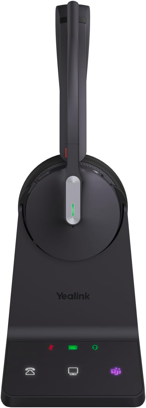 Yealink WH64 Dual Teams Headset inkl. Basisstation - Optimiert für Microsoft Teams, Zwei-Ohr-Design,