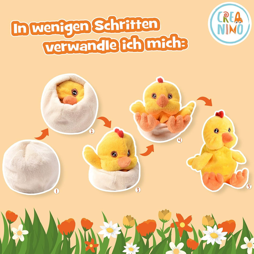 2 in 1 Plüschtier zum Wenden | Küken Kuscheltier | Wende Kuscheltier | Handpuppe | Handpuppen Tiere