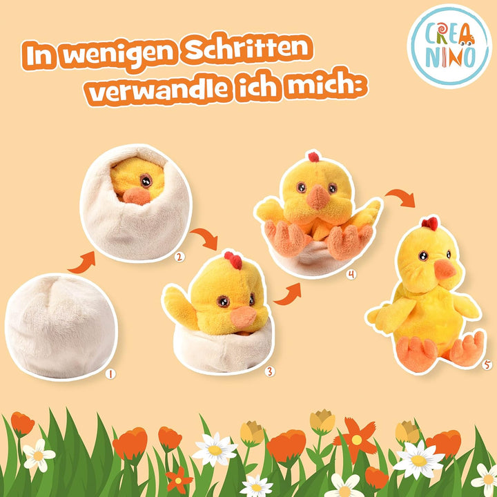 2 in 1 Plüschtier zum Wenden | Küken Kuscheltier | Wende Kuscheltier | Handpuppe | Handpuppen Tiere