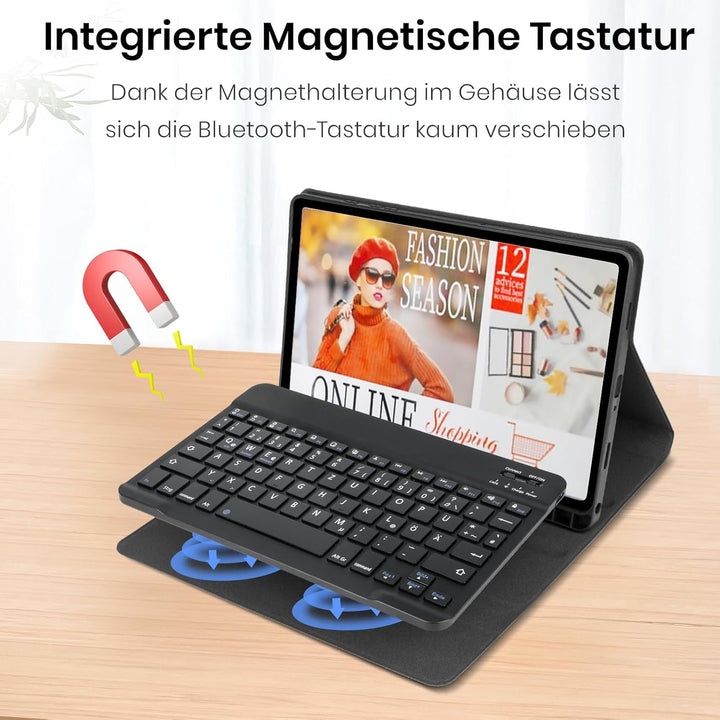 Hülle mit Tastatur für Samsung Galaxy Tab A11+ Plus 2025/ A9+ Plus 11 Zoll 2023, Stossfeste Ultradün