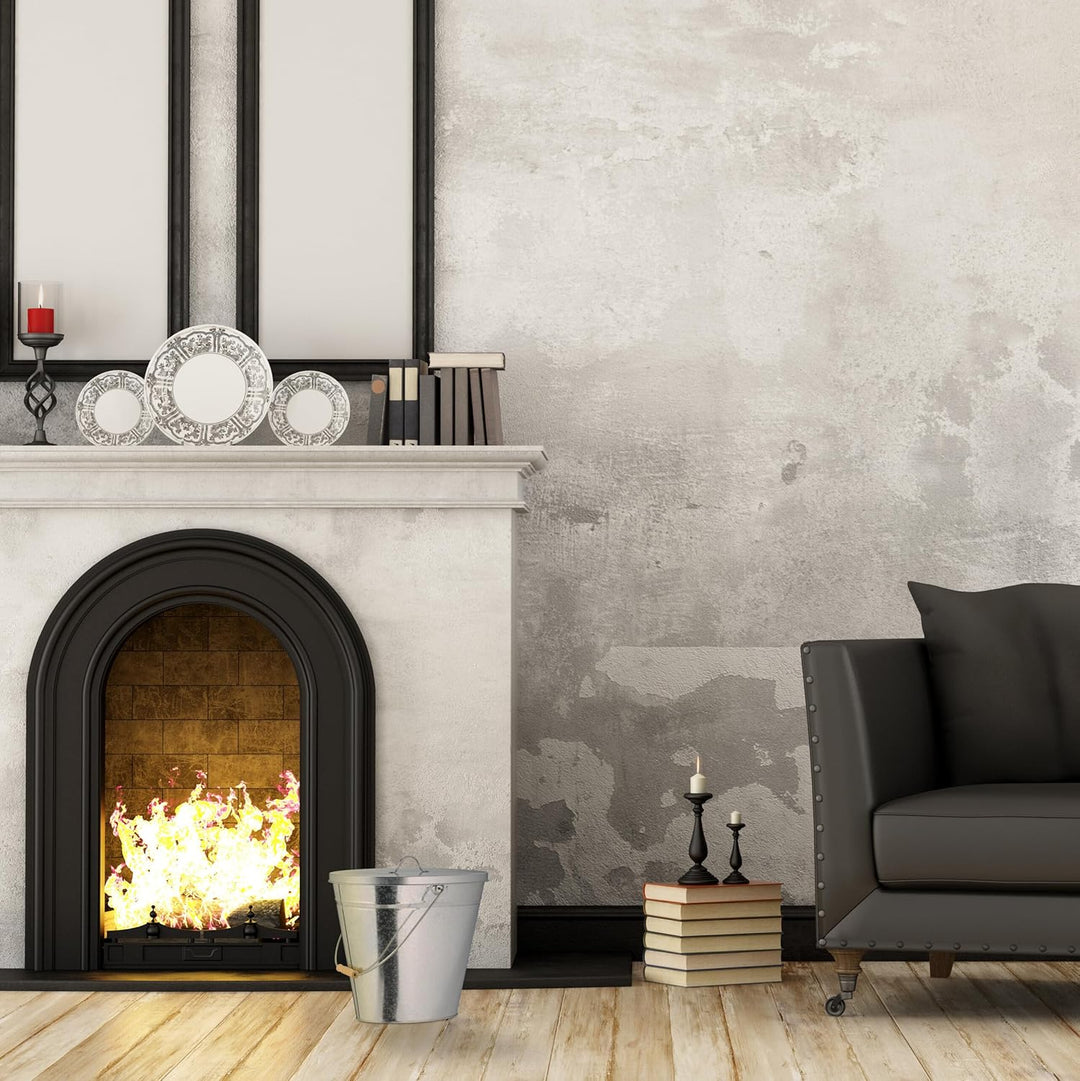 Relaxdays Ascheeimer mit Deckel, 12 l, Aschetonne mit Henkel, für Kohle & Asche, Kamin, Ofen, verzin