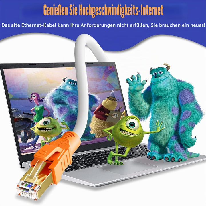 Cat 8 Netzwerkkabel 30m, LAN Kabel 30 Meter Weiss Wlan Kabel 40Gbps 2000MHz Internetkabel Outdoor Et