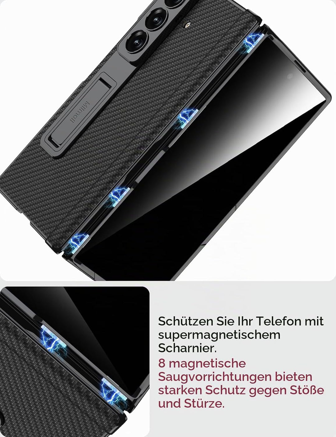 Miimall Privacy Case Kompatibel mit Samsung Galaxy Z Fold 7 Hülle Anti-SPY Displayschutz+Scharniersc
