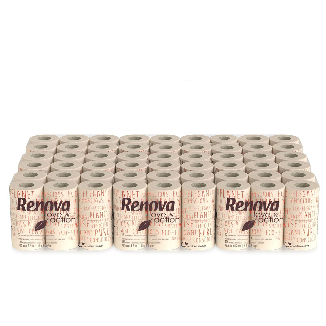 Renova Toilettenpapier Love & Action, beiger Paket 9 x 12 rollos-: 108 12 stück (9er Pack), 12 stück