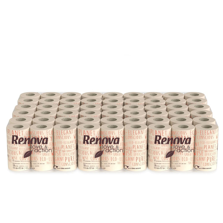 Renova Toilettenpapier Love & Action, beiger Paket 9 x 12 rollos-: 108 12 stück (9er Pack), 12 stück