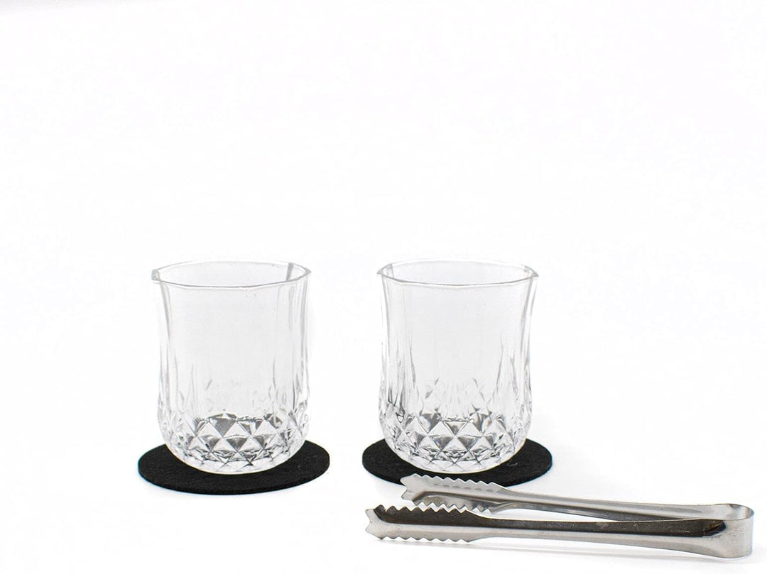 TRIXES Grosse Whiskey-Gläser-Geschenkbox – Whiskey-Gläser, Steine, Untersetzer und Zangen-Set – Gesc