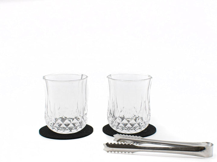 TRIXES Grosse Whiskey-Gläser-Geschenkbox – Whiskey-Gläser, Steine, Untersetzer und Zangen-Set – Gesc