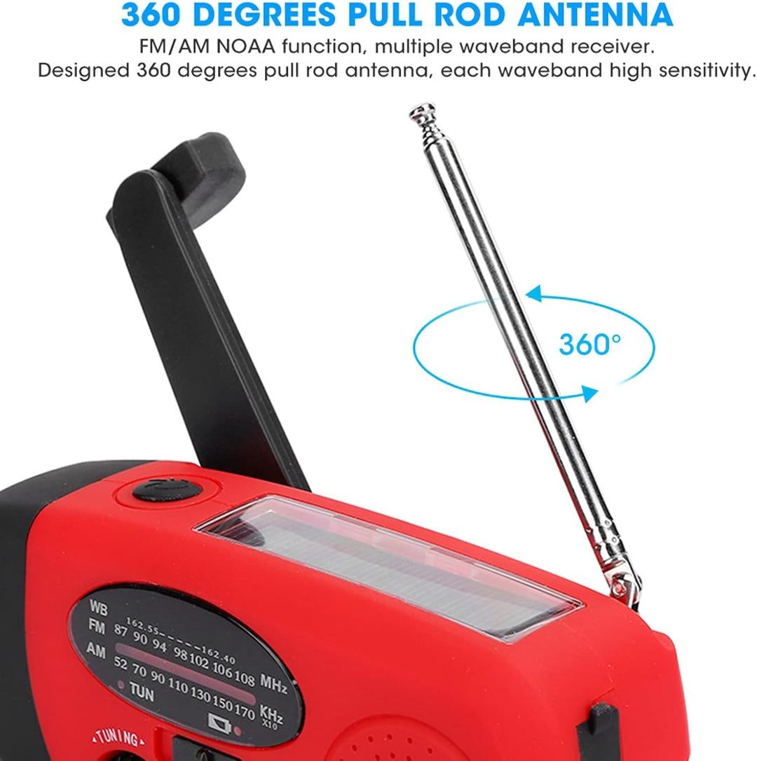 Solar Radio, Solar Dynamo Kurbel Radio FM AM NOAA Tragbares Outdoor Kurbelradio, LED Licht Notfallra