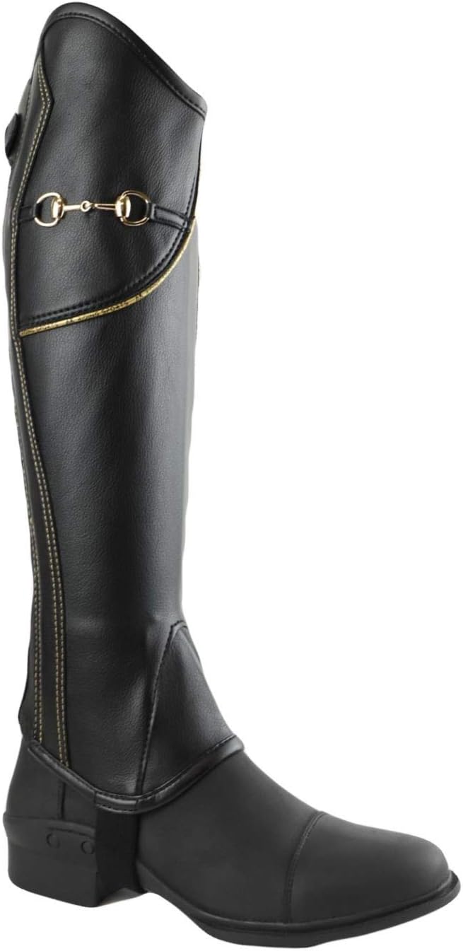 AK Equestrian Chaps zum Reitchaps mit Gebisskette und Lederschutz im Inneren AKRS-1864 14/XXS schwar