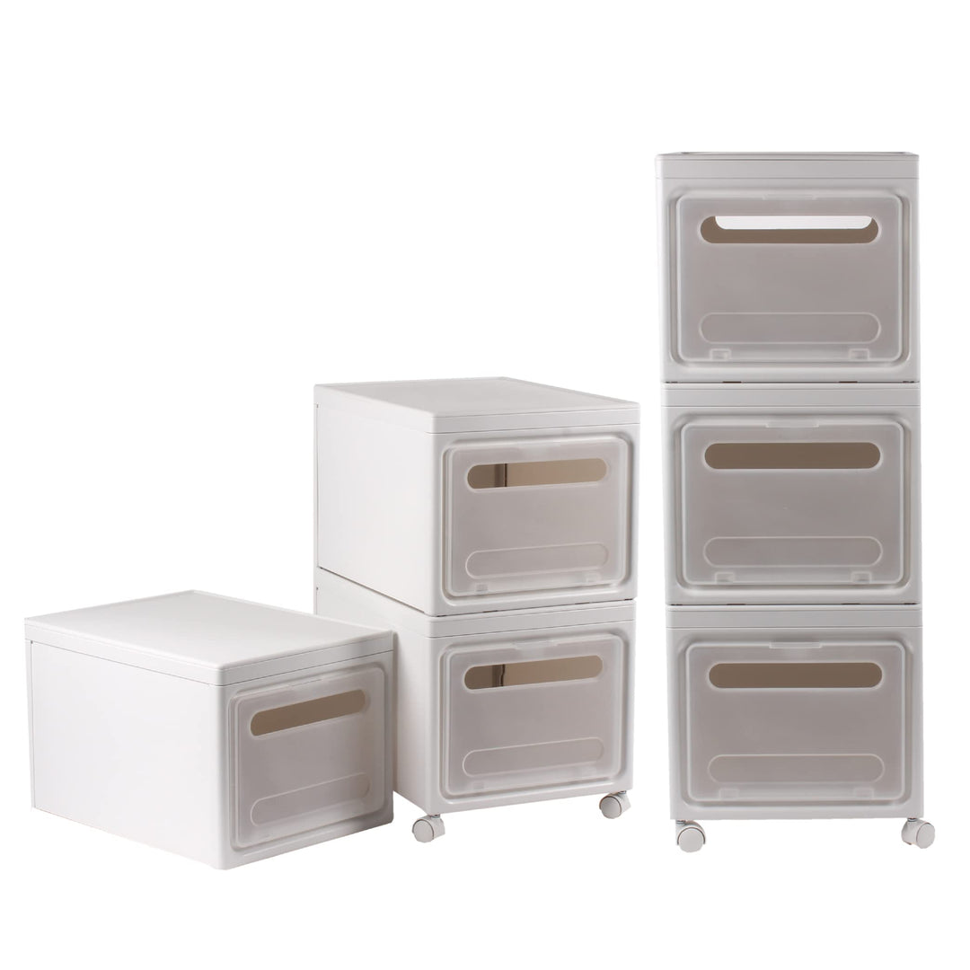 Calma Dragon Stapelbare Aufbewahrungsboxen mit Deckel 3 Kunststoff-Schublade Organizer Regale mit Rä