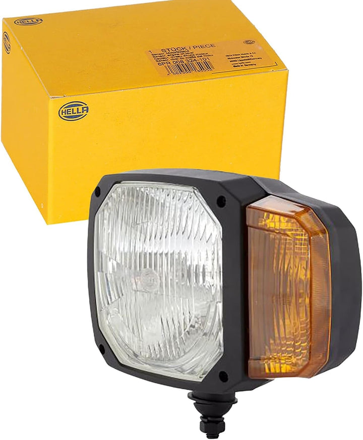 HELLA - Halogen-Hauptscheinwerfer - 12V - Einbau - Lichtscheibenfarbe: gelb - Stecker: DEUTSCH Steck