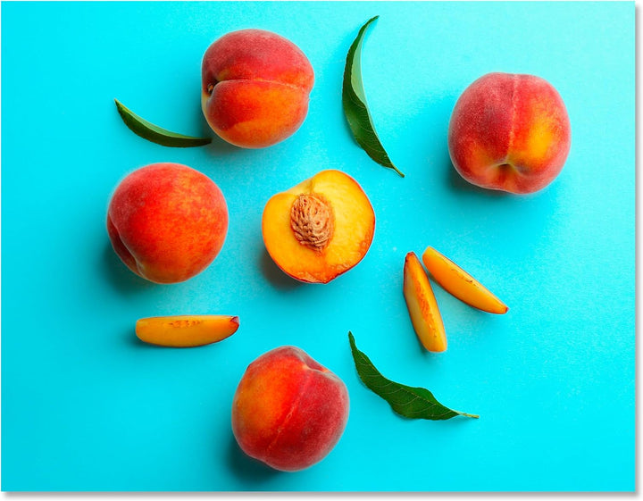 wandmotiv24 Obst & Gemüse als Leinwandbild, 40x30cm, Querformat, Pfirsisch, Früchte, Küche, Lebensmi