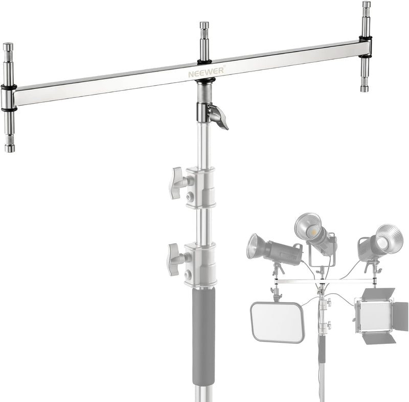 NEEWER klein Galgenarm mit Dreifach Kopf Adapter für C Stand/Lichtstativ, fünf 5/8" Mini Stiften, fü