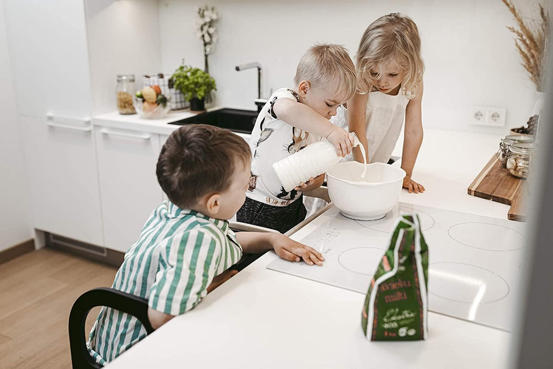 Klappbarer Lernturm mit Sitzfunktion, 45 cm Stehhöhe, Step’n’Sit, Lernturm mit Sitz und Tisch umklap