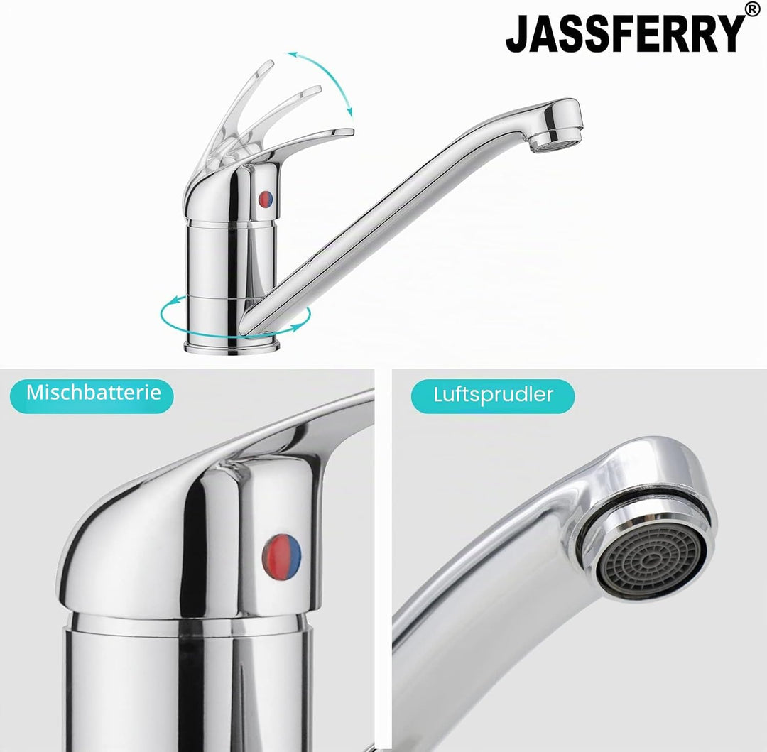 JASSFERRY Wasserhahn Küche Küchenarmaturen Einhand-Spültischbatterie mit 360° schwenkbarem Auslauf,