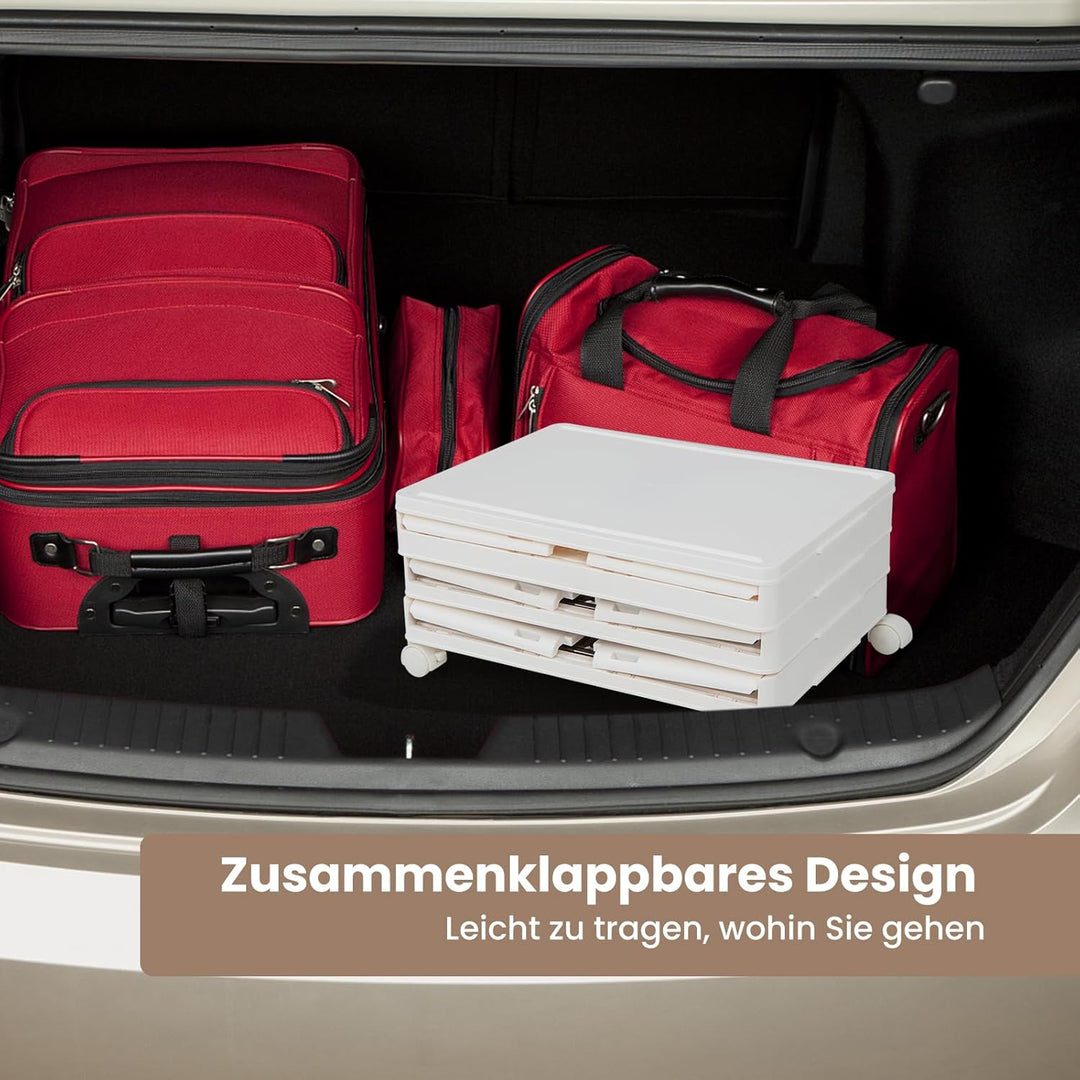 GOPLUS Aufbewahrungsbox mit Deckel, Stapelbare Ordnungsbox mit Türen, Transparent Klappbox mit Rolle