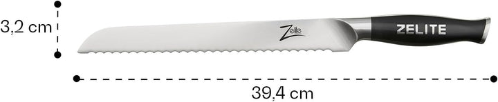 Zelite Brotmesser mit Wellenschliff, 25,4 cm Koch Messer, Deutsches Edelstahl-Küchenmesser Scharf, K