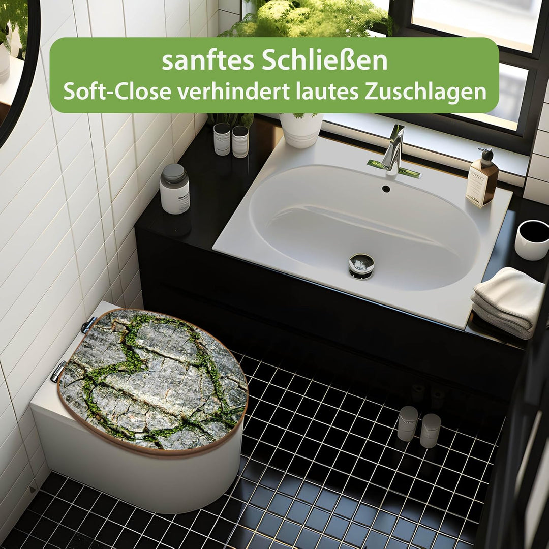 banjado Design WC Sitz Bambus Absenkautomatik 45,8x37,5cm - Toilettendeckel mit Absenkautomatik Holz