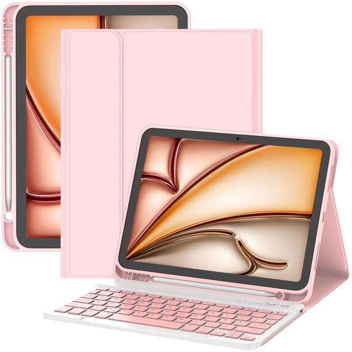 TQQ Hülle mit Tastatur für iPad Air 11 Zoll M3/M2 (2025/2024), Air 5/4 Gen, Abnehmbare Kabellose Blu