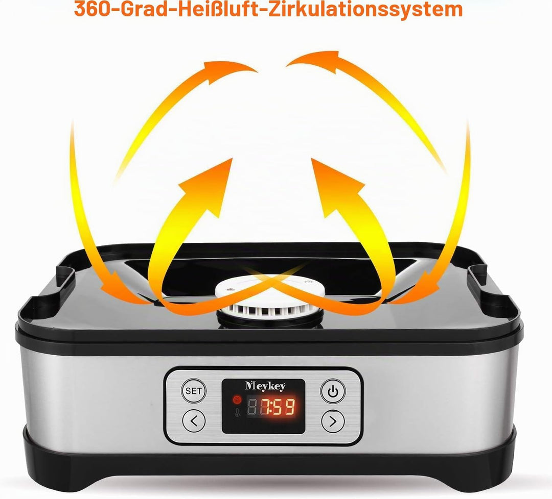 Dörrautomat 400W， Dörrgerät mit LCD Display 8 Etagen Obsttrockner， Gemüsetrockner BPA-frei， Temperat
