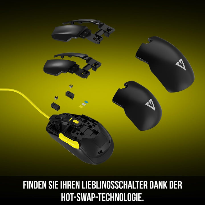 Modecom Volcano Jager Gaming Maus kabelgebunden mit RGB LED Beleuchtung & optischem Sensor | Ergonom