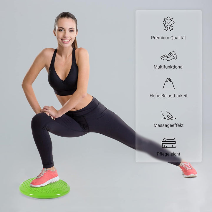 MSPORTS Ballsitzkissen inkl. Pumpe und Übungsposter | ca. 32 cm Durchmesser mit Noppenoberfläche - i