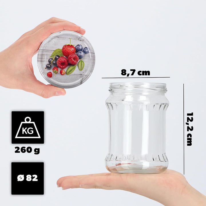 KADAX 24er Set Einmachgläser 500ml TO82 Himbeeren, Sturzgläser Mason Jar mit Schraubdeckel, Luftdich
